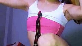 Bonneyuwu - Petite Schoolgirl Masturbates with Huge Dildo Until Wet and Dripping