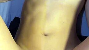 the scene shows cum on her belly