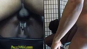 Ghetto girl experiences anal orgasm on barstool