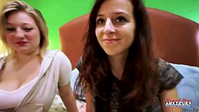 Blonde cutie Faiths Hope and petite redhead Katie Walls share a hard cock in pov scene. Curvy brunette gets facial cumshot.