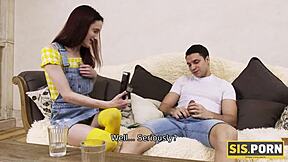 Dirty Babe Seduces Rich Stepbrother for Action.