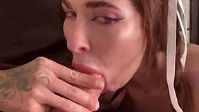 Gerageyn gives a hot sloppy blowjob to big dick