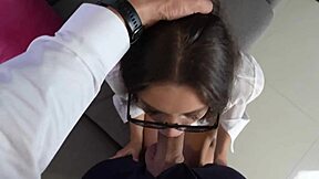 horny secretary in latex skirt takes deep hardcore pounding