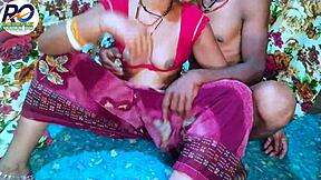desi bhabhi looks stunning in red saree while banging brother-in-law. hindi audio with claire vais.