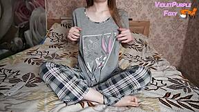 Hot nipple teasing builds to a slow, shaking orgasm. Her natural tits look amazing