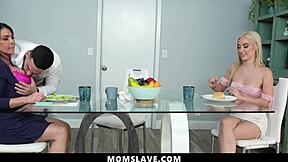 Milf stepmom and teen stepsister get freely used by stepson with blowjob