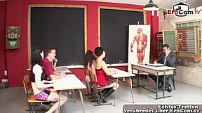 Hell yeah, teen gets wild sex with teacher in German school!