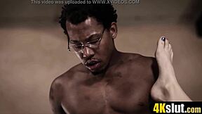 the cute petite chloe cherry gets a blindfold surprise and a big black coffee in the room