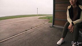 Risky public blowjob at bus station shocks onlookers today