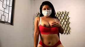 Stepmother boldly opens her curvy ass in close-up for the camera