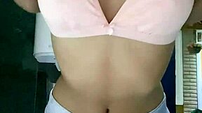 petite babe in miniskirt plays with her eager pussy