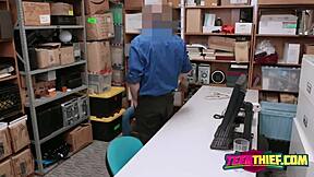 i can't believe this hot thief fucked the security guard hard