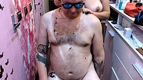 check out this barber babe's perfect natural tits