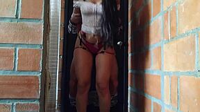 I'm the sexy stepsister in lingerie getting fucked in the hallway, real homemade