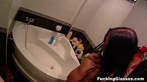 fucking glasses girl bends over for shaved pussy sex on piano