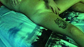 Fingering stepsister’s tight wet pussy on parents’ bed