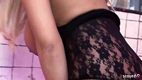 Katie Kaliana and Scarlett March Kiss and Dive into Pussies in Fishnet Lingerie