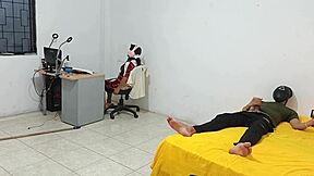 step sister sits while i masturbate for her in homemade video.