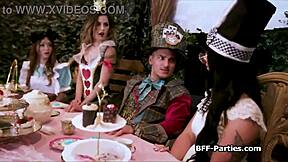 i turned our tea party into a wild foursome in wonderland, feeling so naughty