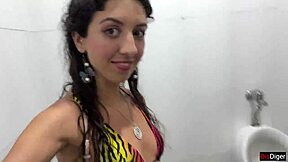 I got cum on my face in a public locker room. Then did a cumwalk by the waterfall.