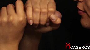 i give closeup blowjob to dick till milking with tongue