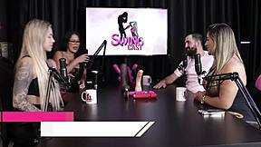 Bisexual beauty Juli Figueir� and Felipe Larrossa in sheer red lingerie, demonstrating oral skills and group play.