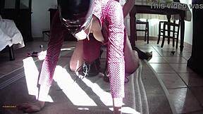 monster cock fucks petite milf in catsuit, moaning and choking 😈