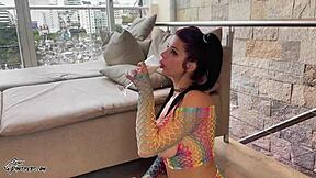 Submissive Slut Humiliated with Milk Before Hard Creampie Fuck