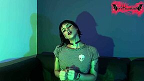 Alien Latina babe gives messy, deep throat action