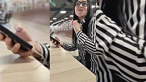 I met Estefani at the mall and she bent over for me.