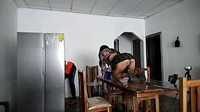 Hot latina spreads legs and shakes ass for neighbors