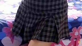 i'm the flat chested tranny gabriela muniz getting my ass pumped by the machine in solo masturbation with dildo