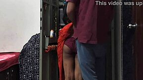 maid cleaning cupboard when owner came and took her hard