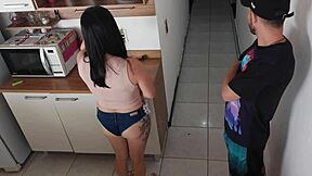 Brunette fucks husband's best friend in shower.