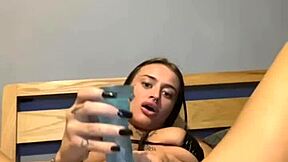 Goth teen engages in solo activities with big ass