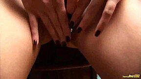 hot busty blonde oils up & toys her pussy while teasing on webcam