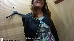 shy teen girl masturbating in public at the mall, horny and cute