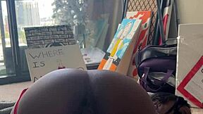 Ebony Struggles With Intense Fuck Machine