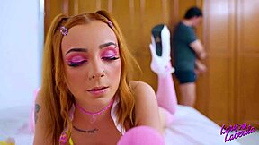 stepfather hides, watches hot stepdaughter, then bangs her hard.