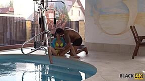 playful girls' swimming lesson turns interracial