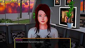 In My New Family, a Teen Redhead Plays a Game with Big Tits