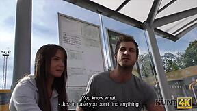 angella christin services hunter for cash at the bus station!