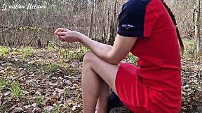 shy russian girl on first date in the wood