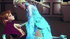 Futa Elsa Fingers and Fucks Anna in Parody