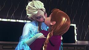 Futa Elsa Fingers and Fucks Anna in Parody