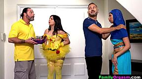 Past Halloween swap with step-daughters in garage orgy.