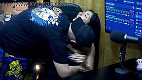 Renatinha Mello Kisses Ruan Hard, Grabs His Cock in Public Podcast