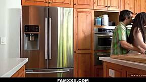 Stepdaughter teases with tits and gets pounded hard by stepdad!