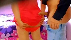 Latina enjoys hardcore anal with married neighbor in his bed, sucking every drop