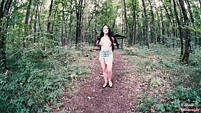 Risky Outdoor Handjob And Sex With Big Cock In Forest